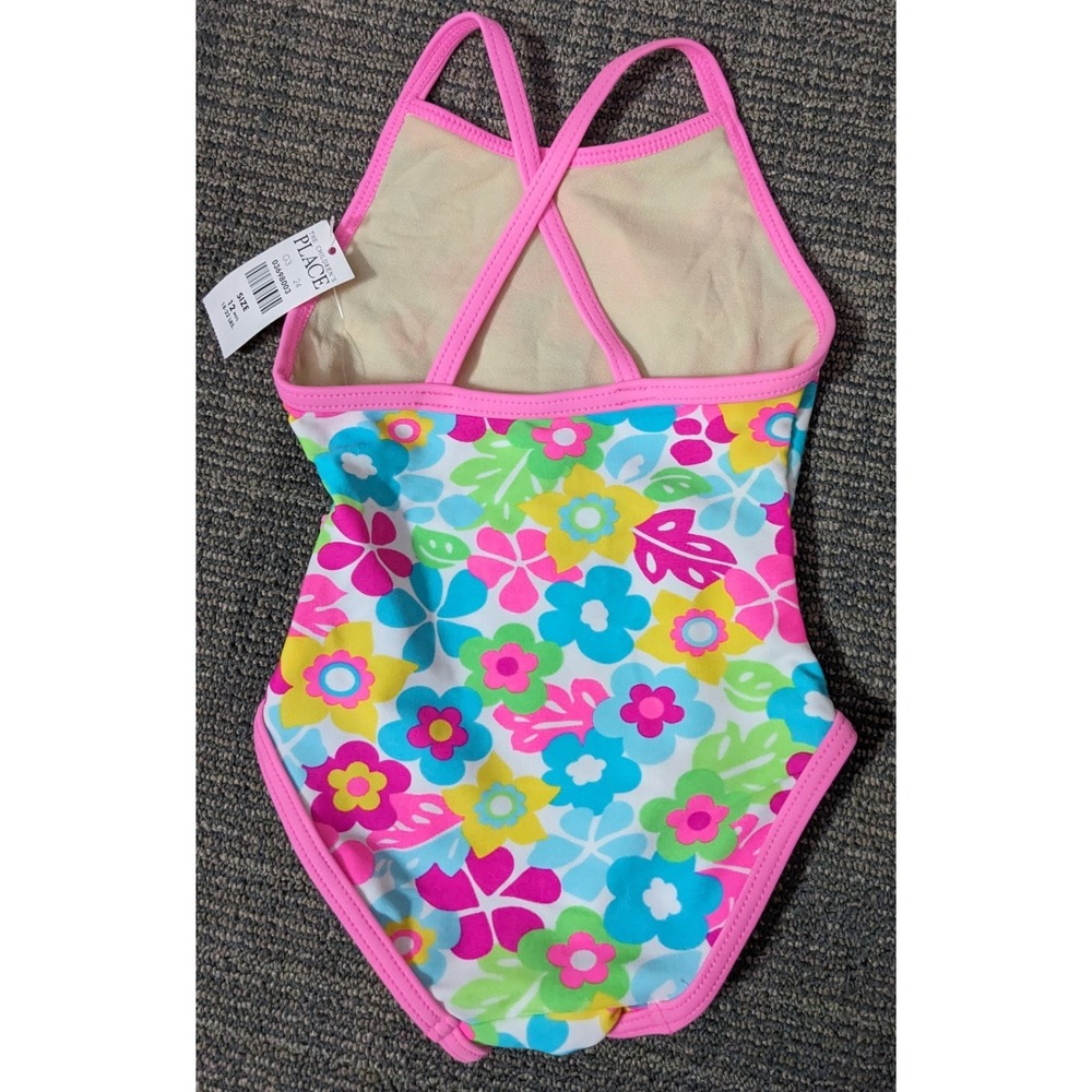 New The Children's Place One Piece Swimsuit Size 12 Months Bright Floral - Picture 3 of 4